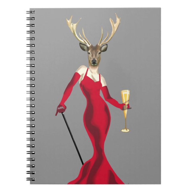 Cuaderno El ciervo de glamour en rojo (Frente)