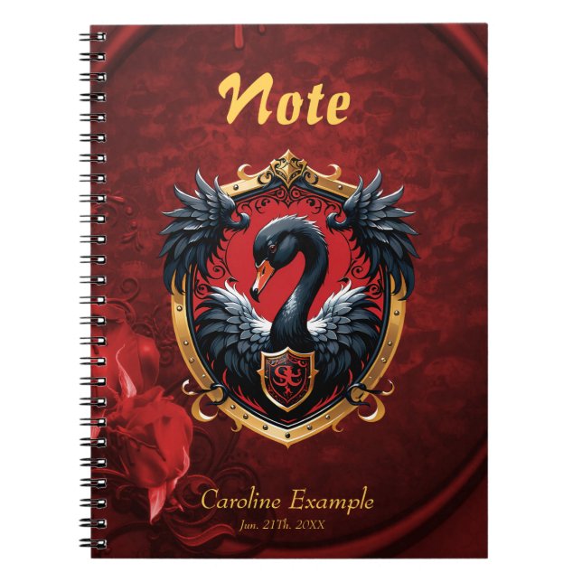 Cuaderno El Cisne Negro es un símbolo de elegancia y poder. (Frente)