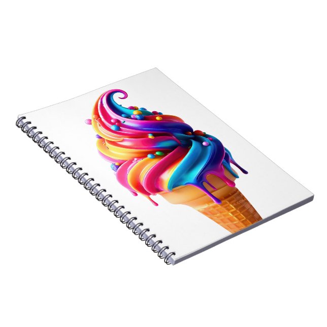 Cuaderno El clásico cono de helado vibrante de SlipperyJoe' (Lado Derecho)