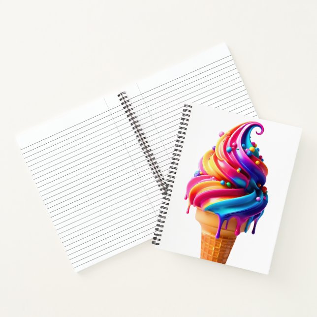 Cuaderno El clásico cono de helado vibrante de SlipperyJoe' (Interior)
