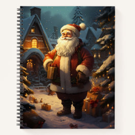 Cuaderno El clásico Santa Claus de pie en la nieve