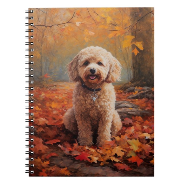 Cuaderno El Cockapoo en otoño se inspira en las hojas (Frente)