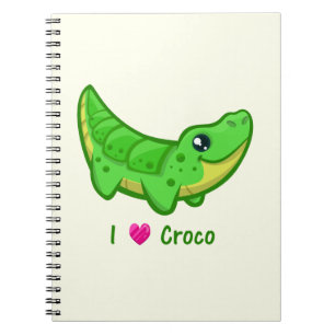 Cuaderno El cocodrilo lindo ama a los niños personalizados