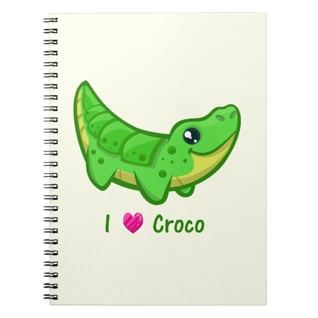 Cuaderno El cocodrilo lindo ama a los niños personalizados  (Frente)