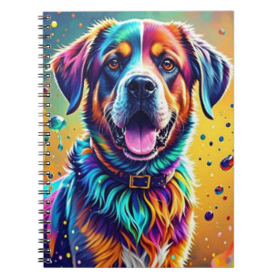 Cuaderno El colorido gigante feliz perro divertido, chispor