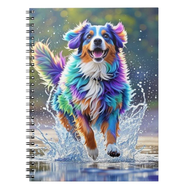 Cuaderno El colorido gigante feliz perro divertido, chispor (Frente)