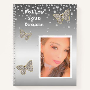Cuaderno El Confeti plateado paraliza tu foto personalizada