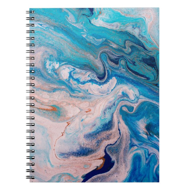 Cuaderno El conjunto de mármol abstracto mixto azul y blanc (Frente)