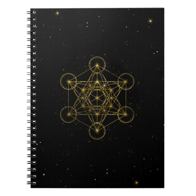 Cuaderno El cubo de la geometría sagrada del Metatrón negro (Frente)