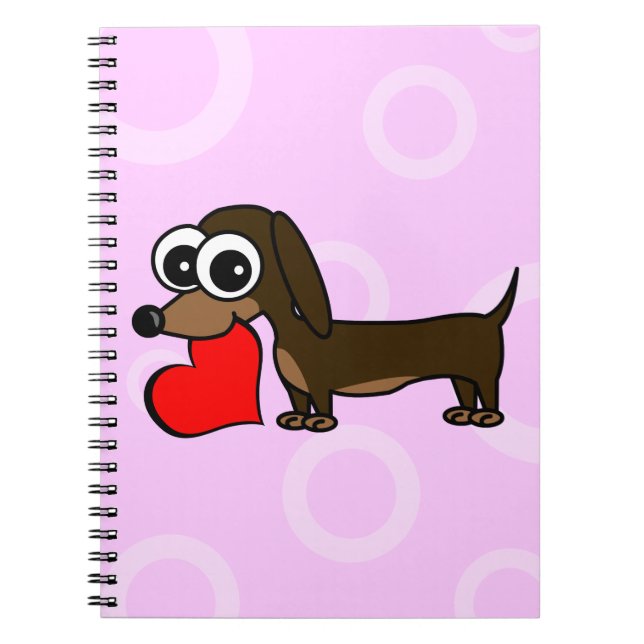 Cuaderno El Dachshund lindo tiene mi corazón - círculos (Frente)