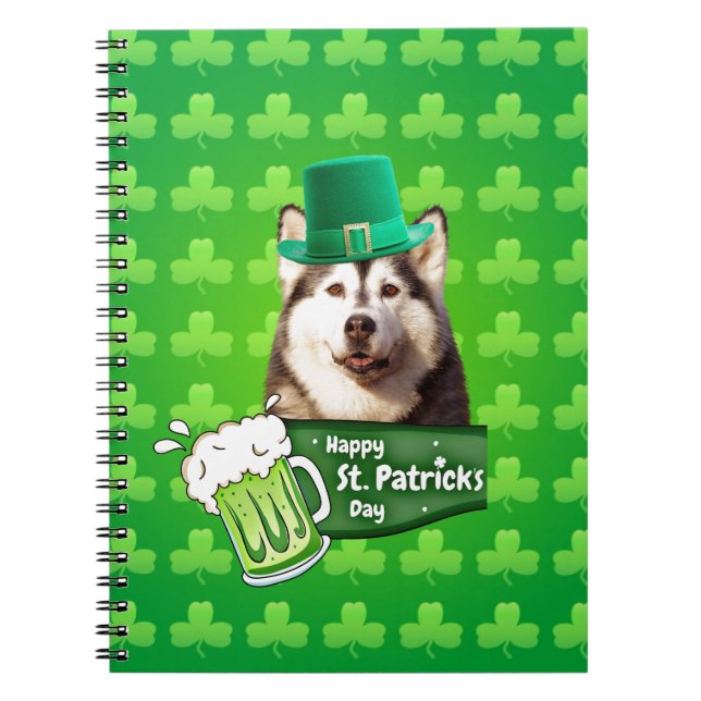 Cuaderno El delicioso Gorra siberiano Husky Dog St. Patrick (Frente)