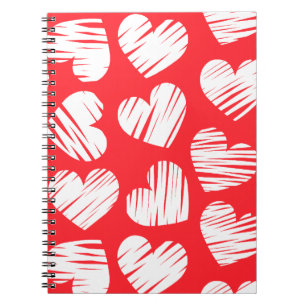 Cuaderno El día de San Valentín cardíaco moderno rojo y bla