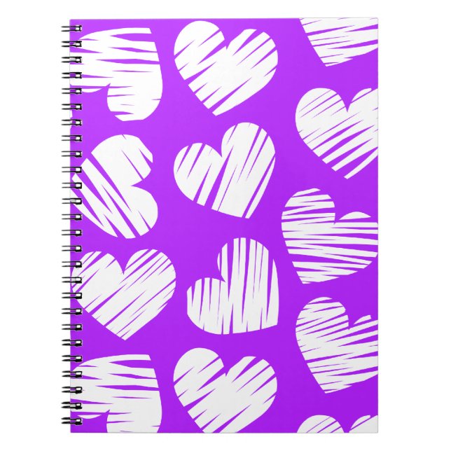 Cuaderno El día de San Valentín cardíaco morado blanco dood (Frente)