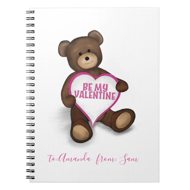 Cuaderno El día de San Valentín Cute Whimsical Teddy Bear (Frente)