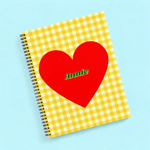 Cuaderno El día de San Valentín de Gingham amarillo del cor