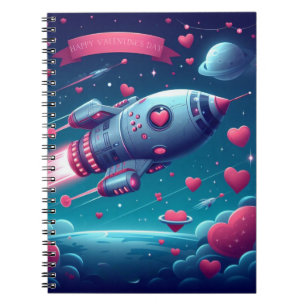 Cuaderno el día de San Valentín Guay/futurista de nave espa