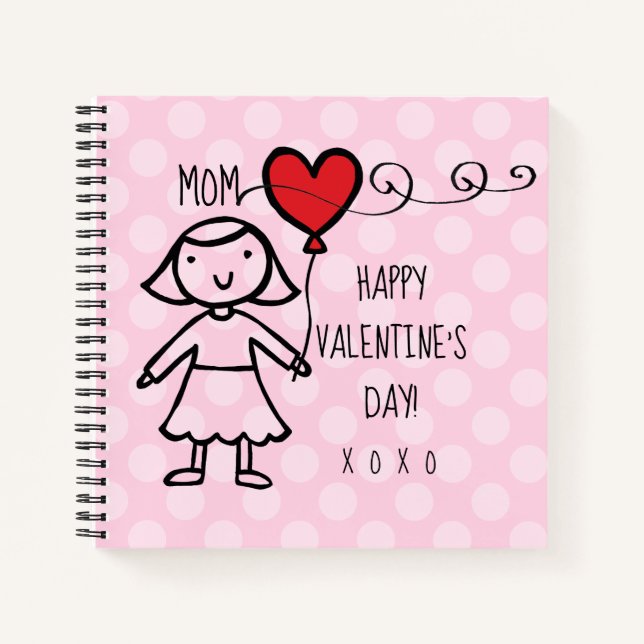 Cuaderno El día de San Valentín Pink Dots Red Heart Mom Per (Anverso)