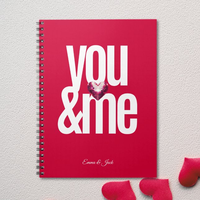 Cuaderno El día de San Valentín rosa personalizado Cherry Y (Cherry You & Me Personalized Pink Valentine's Day Notebook)