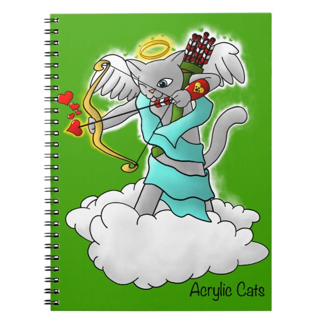 Cuaderno El día de San Valentín Smokey Gray Cupido Cat (Frente)
