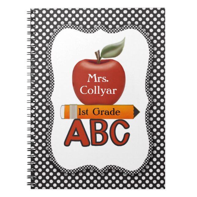 Cuaderno El diario del profesor rojo personalizado de Apple (Frente)