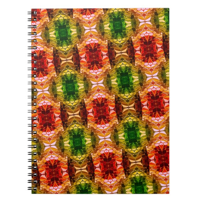 Cuaderno El dibujo redondeado genera formas rojas, verdes y (Frente)