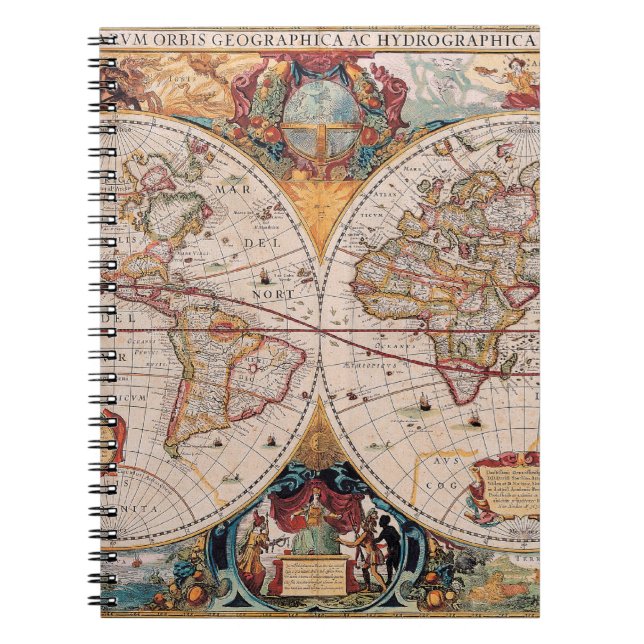 Cuaderno El diseño antiguo del mapa de Viejo Mundo del (Frente)