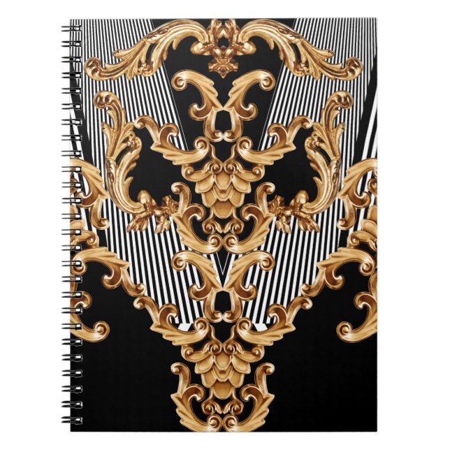 Cuaderno El diseño barroco dorado, intrincado y adorno. (Frente)