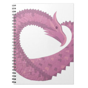 Cuaderno El dragón del corazón malva sobre blanco