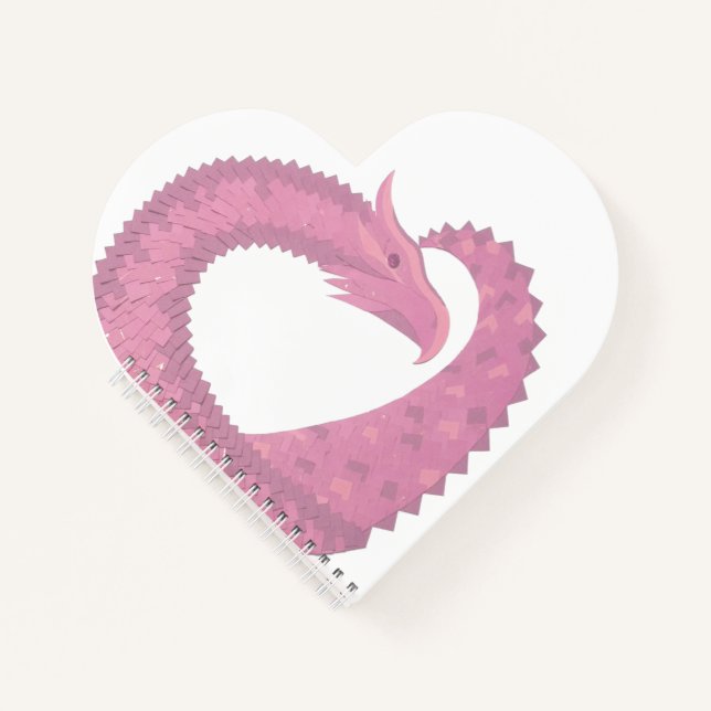 Cuaderno El dragón del corazón rosado en blanco (Anverso)