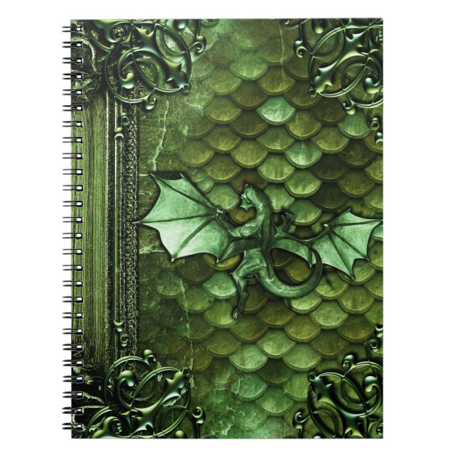 Cuaderno El dragón verde bonito escala el libro antiguo de (Frente)