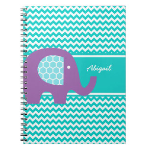 Cuaderno El elefante púrpura en Chevron personalizó el