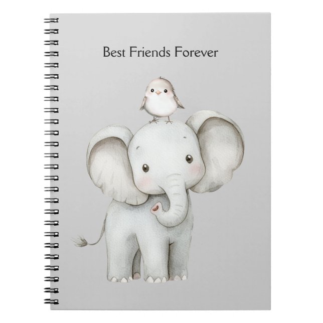 Cuaderno El elefante y el pájaro mejores amigos para siempr (Frente)