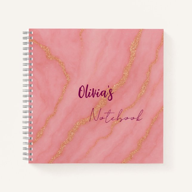 Cuaderno El elegante y moderno efecto de mármol purpurinoso (Anverso)