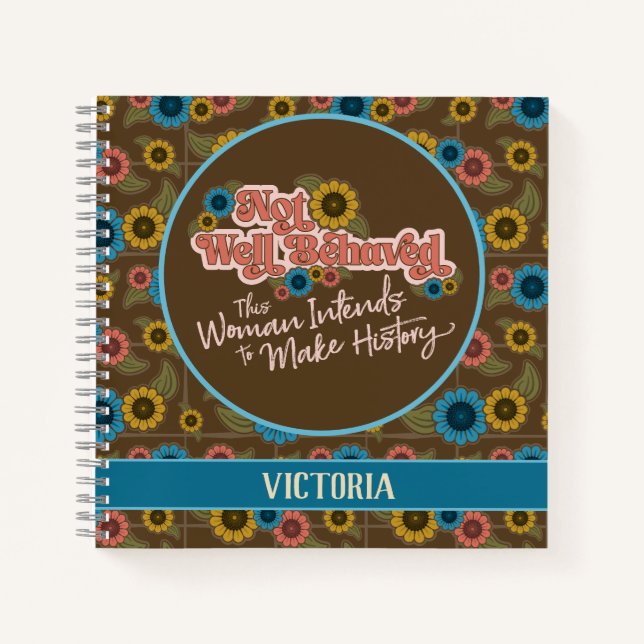 Cuaderno El empoderamiento de las mujeres retro hippie flor (Anverso)