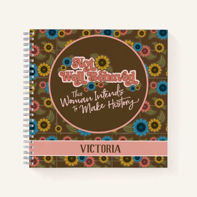 Cuaderno El empoderamiento de las mujeres retro hippie rosa (Anverso)