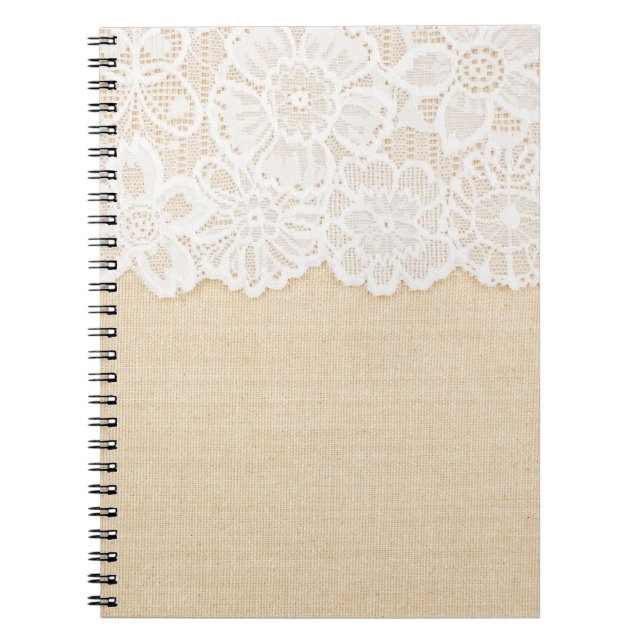 Cuaderno El encaje blanco sobre el diseño de tela. (Frente)