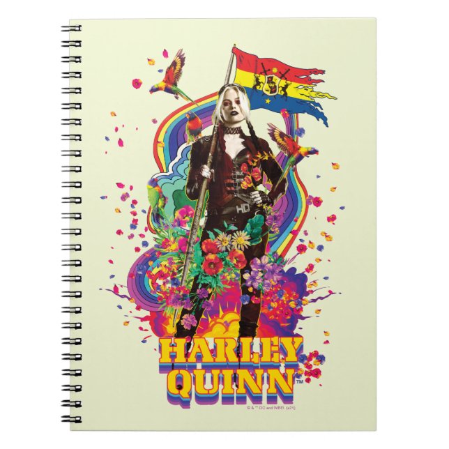 Cuaderno El escuadrón suicida | Flores y arcoiris de Harley (Frente)