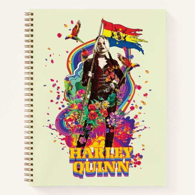 Cuaderno El escuadrón suicida | Flores y arcoiris de Harley (Anverso)