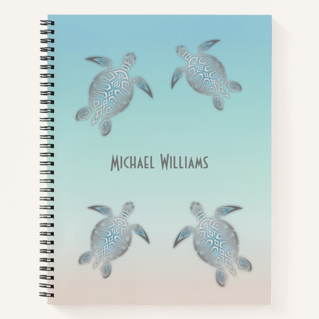 Cuaderno El estilo de playa de las tortugas de mar de plata (Anverso)