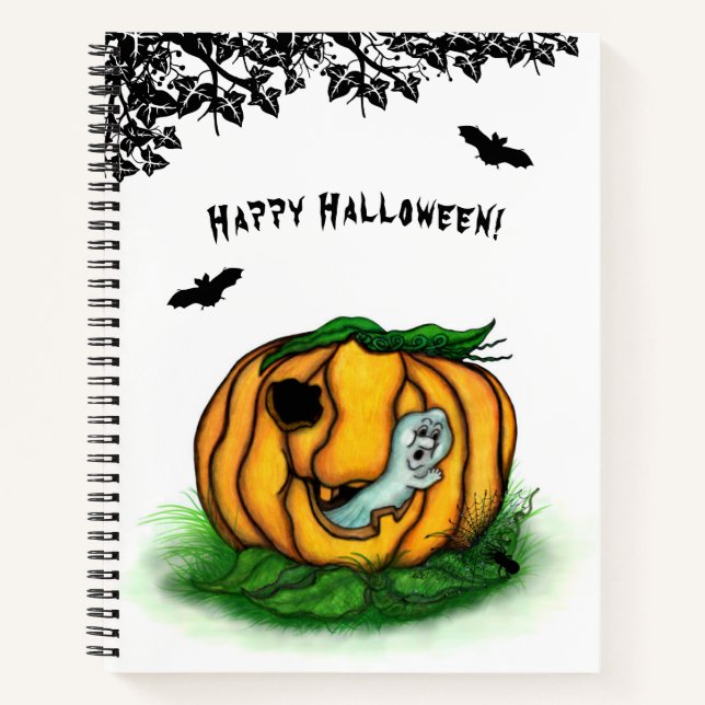 Cuaderno El fantasma de Halloween , Bat , Ghost y Spider (Anverso)