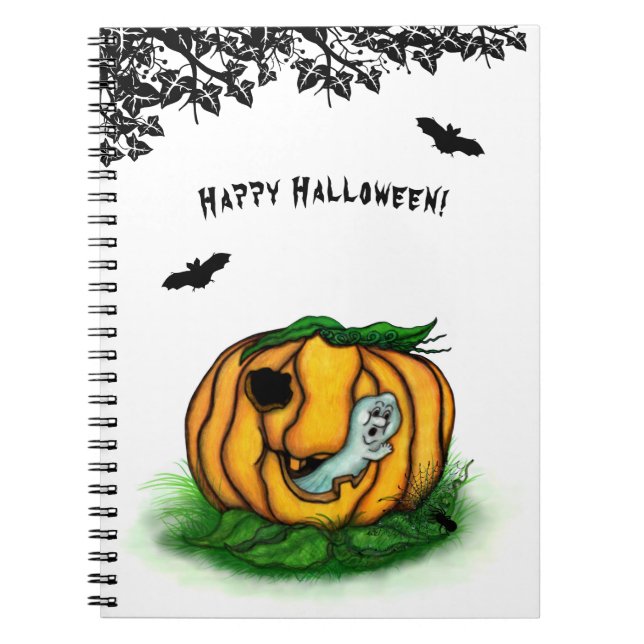 Cuaderno El fantasma de Halloween , Bat , Ghost y Spider (Frente)
