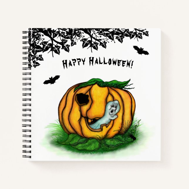 Cuaderno El fantasma de Halloween , Bat , Ghost y Spider (Anverso)