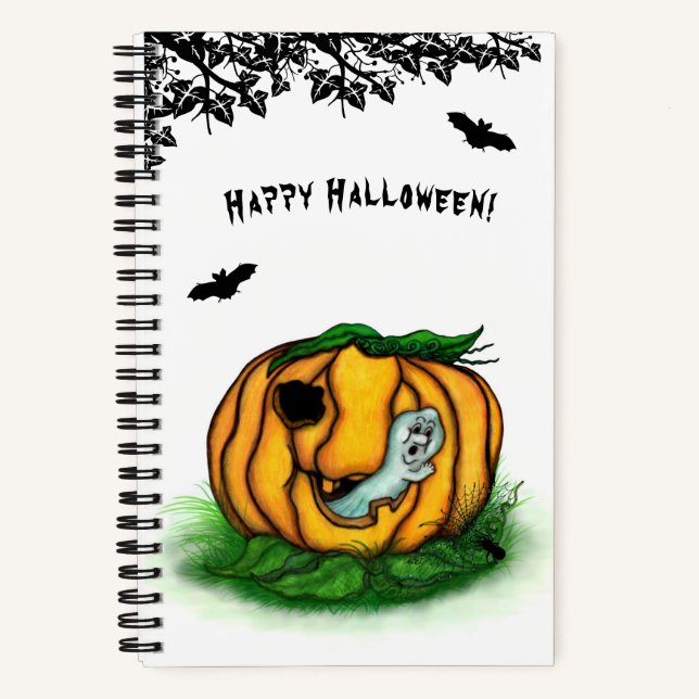 Cuaderno El fantasma de Halloween , Bat , Ghost y Spider (Anverso)