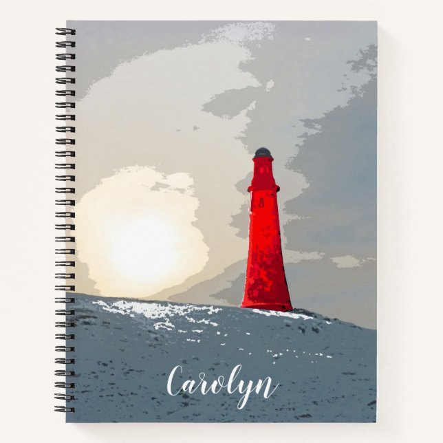 Cuaderno El faro rojo en la nieve, tu nombre (Anverso)