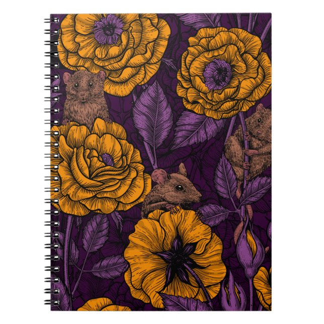 Cuaderno El fiesta de ratones en naranja y violeta (Frente)