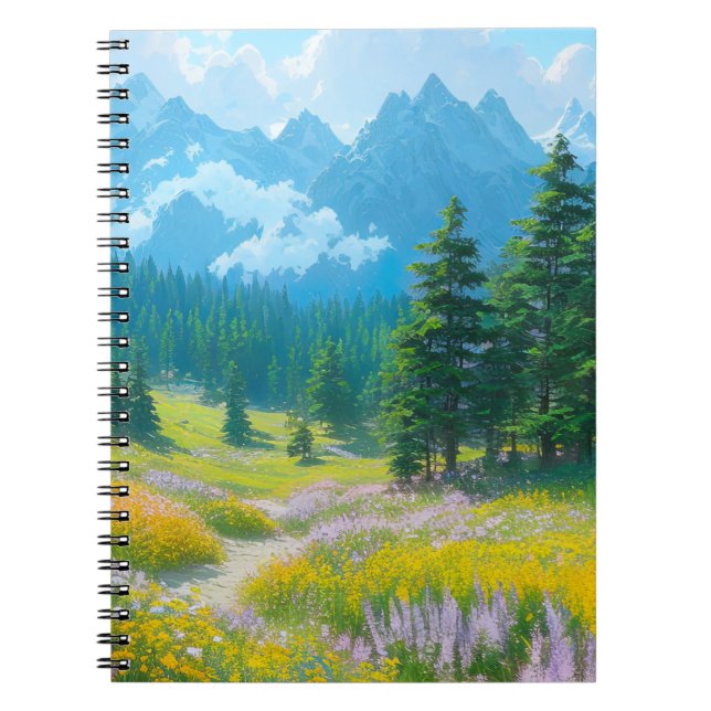 Cuaderno El florecimiento del valle con flores y pinos (Frente)