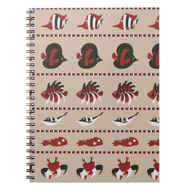 Cuaderno El fondo marino con vida marina - cangrejo y di (Frente)