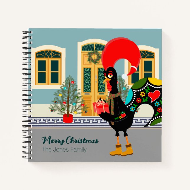 Cuaderno El gallo portugués con un regalo de Navidad (Anverso)