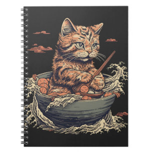Cuaderno el gato come Ramen, ola de Kanawaga