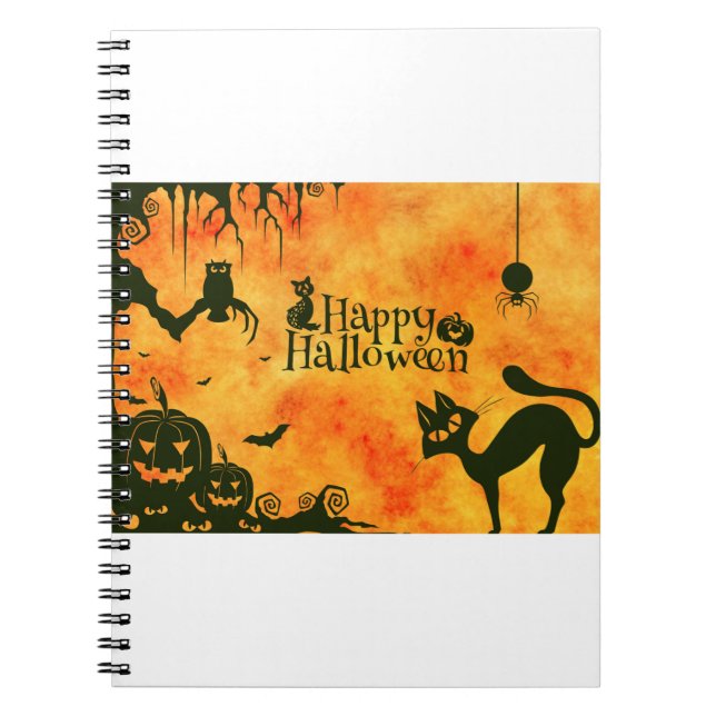 Cuaderno El Gato De Halloween Da Miedo A La Atmósfera (Frente)